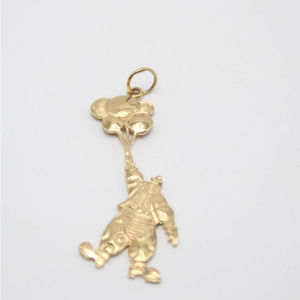14K Yellow Gold Clown Pendant with Ballons 1.75"